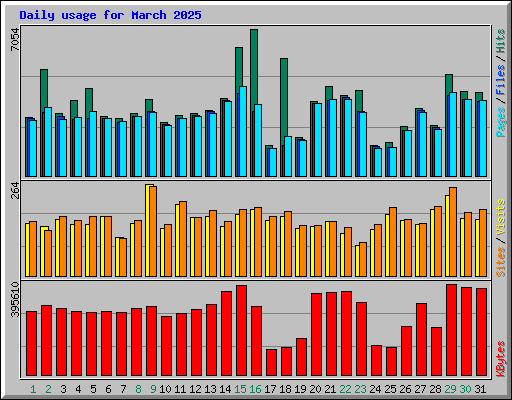 Daily usage for March 2025